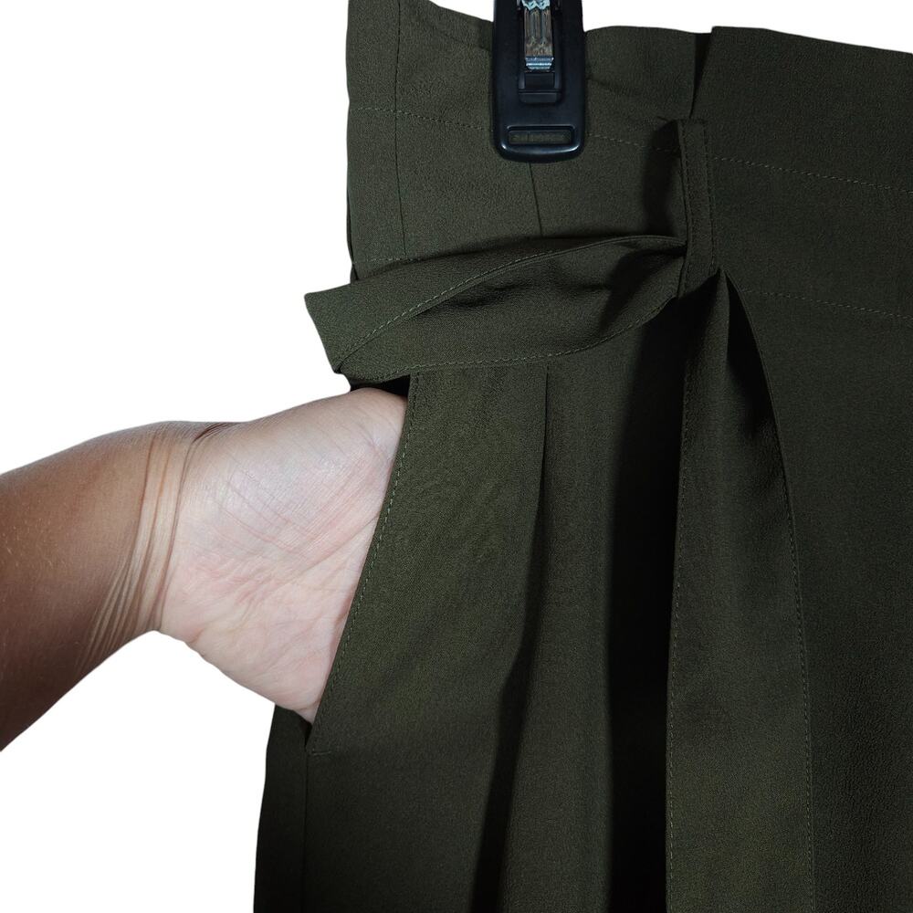 Madewell Womens Pants 4 Olive Green Paperbag Cropped Tapered Tie Waist Trouser - Picture 3 of 12